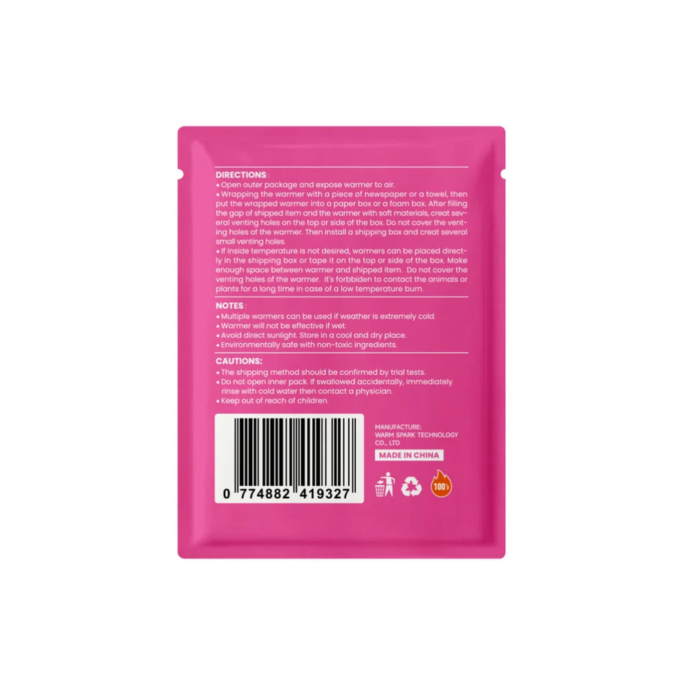 Sachets chauffants 60 h pour l'expédition