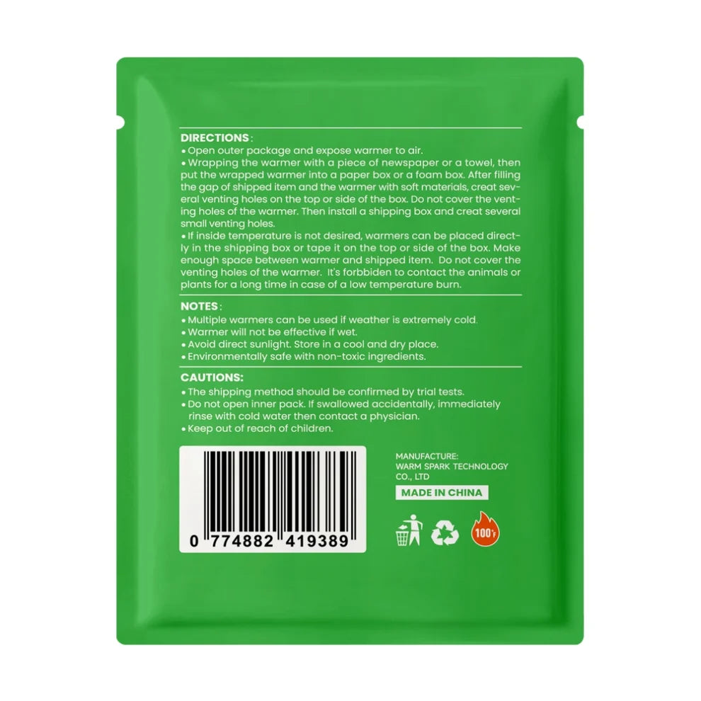 Sachets chauffants 72 h pour l'expédition